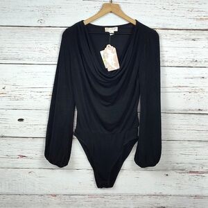 Band Of The Free Aggie Black Cowl Neck Bodysuit